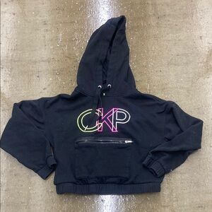 Calvin Klein performance sz XS womans black crop top front pouch Black Hoodie